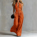 Ashlyn - Women's Sleeveless Zip-Front Wide-Leg Jumpsuit 1
