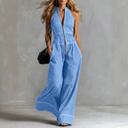 Ashlyn - Women's Sleeveless Zip-Front Wide-Leg Jumpsuit 2