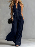 Ashlyn - Women's Sleeveless Zip-Front Wide-Leg Jumpsuit 5