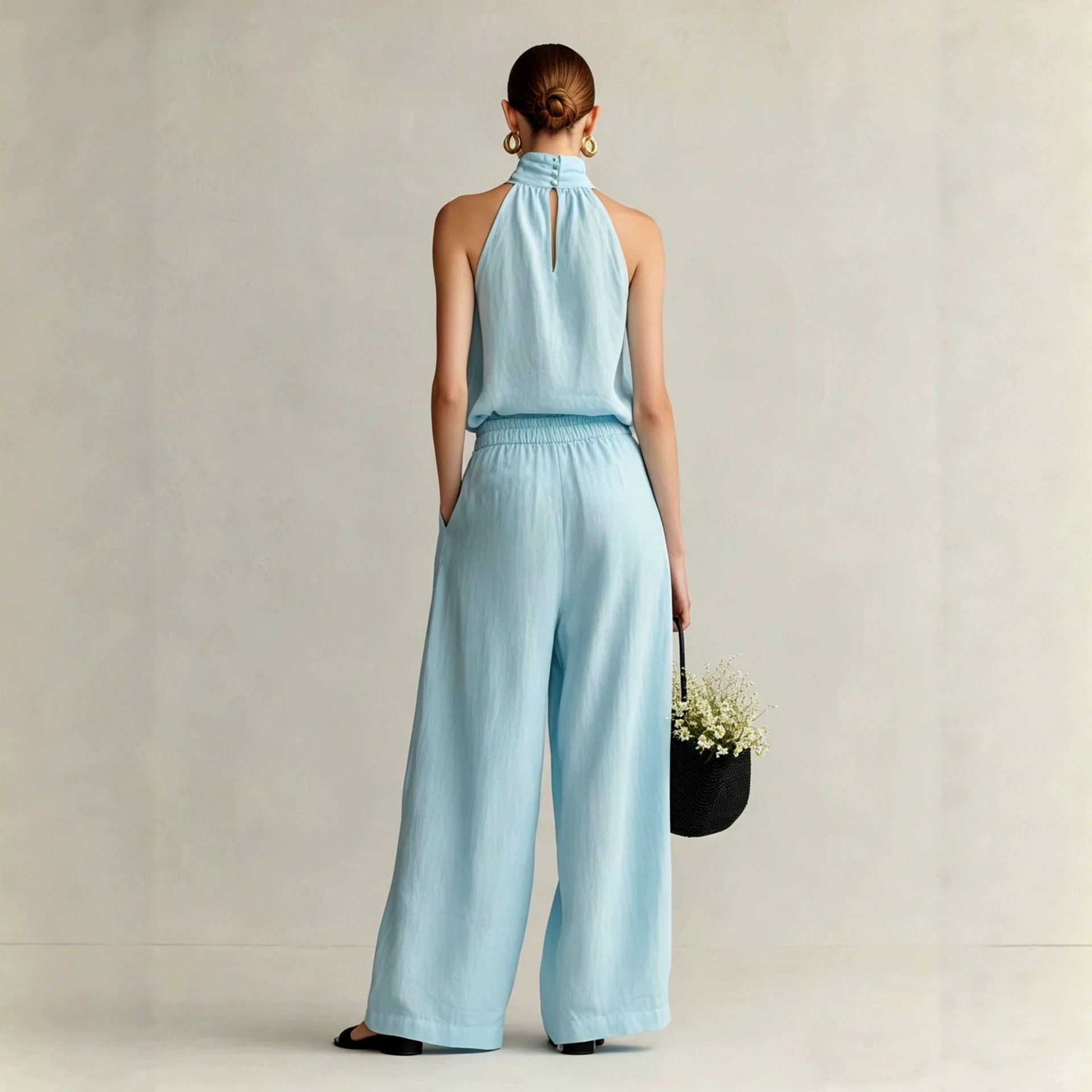 Athena - Women's Halter Neck Wide Leg Matching Set 6