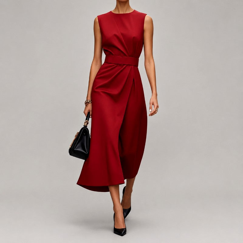 Audrey - Women's Sleeveless Draped Midi Dress 1