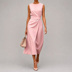 Audrey - Women's Sleeveless Draped Midi Dress 2