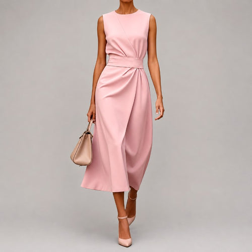 Audrey - Women's Sleeveless Draped Midi Dress 2