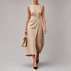 Audrey - Women's Sleeveless Draped Midi Dress 4