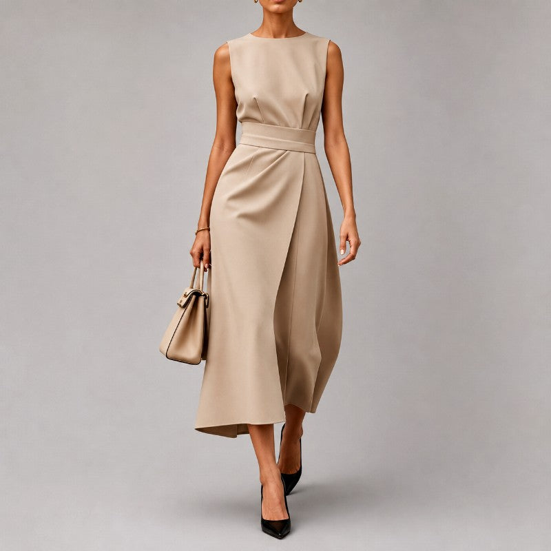 Audrey - Women's Sleeveless Draped Midi Dress 4
