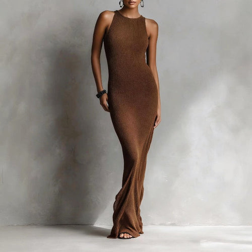 Aurelia - Women's Sleeveless Ribbed Knit Maxi Dress
