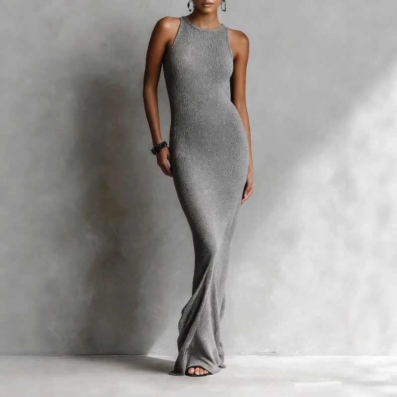 Aurelia - Women's Sleeveless Ribbed Knit Maxi Dress