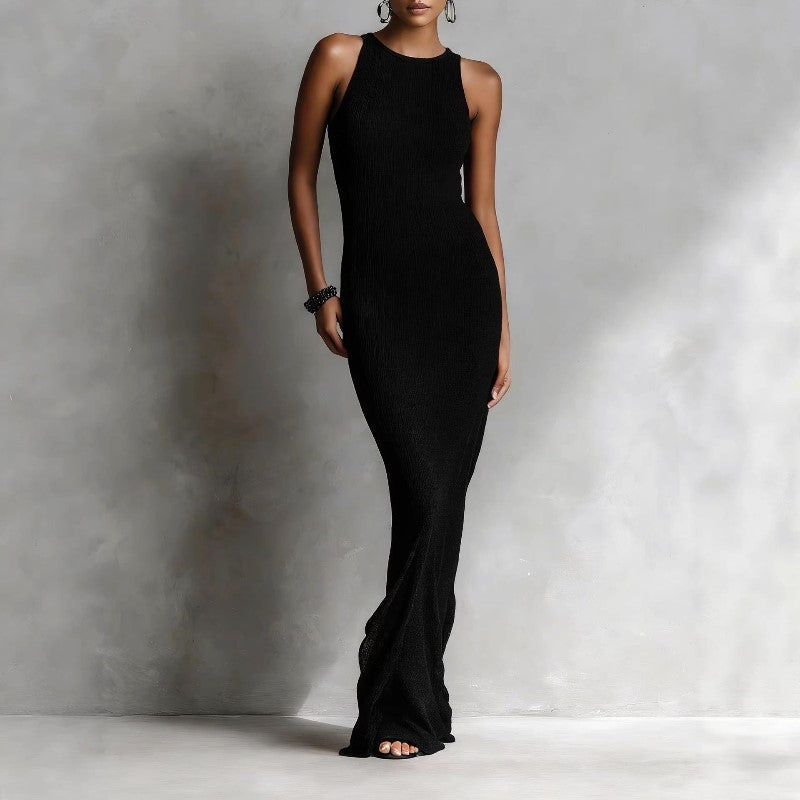 Aurelia - Women's Sleeveless Ribbed Knit Maxi Dress