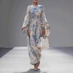 Aurelia - Women's Floral Cape Sleeve Maxi Dress 1