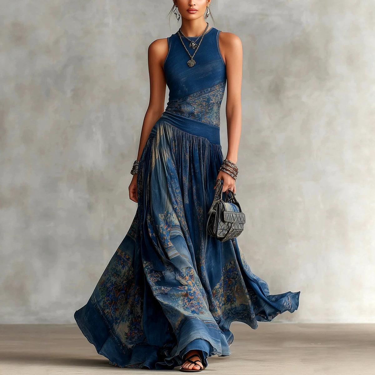 Aurelia – Women's Sleeveless Printed Bohemian Maxi Dress 1