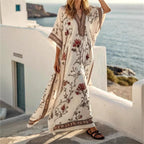 Aya - Women's Floral V-Neck Batwing Boho Maxi Dress 1
