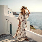 Aya - Women's Floral V-Neck Batwing Boho Maxi Dress 2
