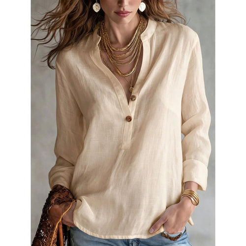 Bailey - Women's Button Henley Long Sleeve Blouse 1