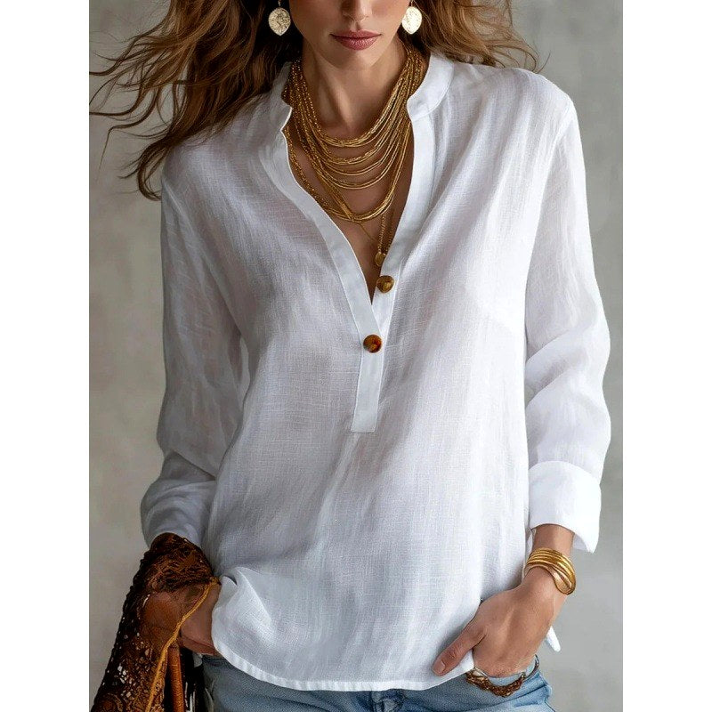 Bailey - Women's Button Henley Long Sleeve Blouse 3