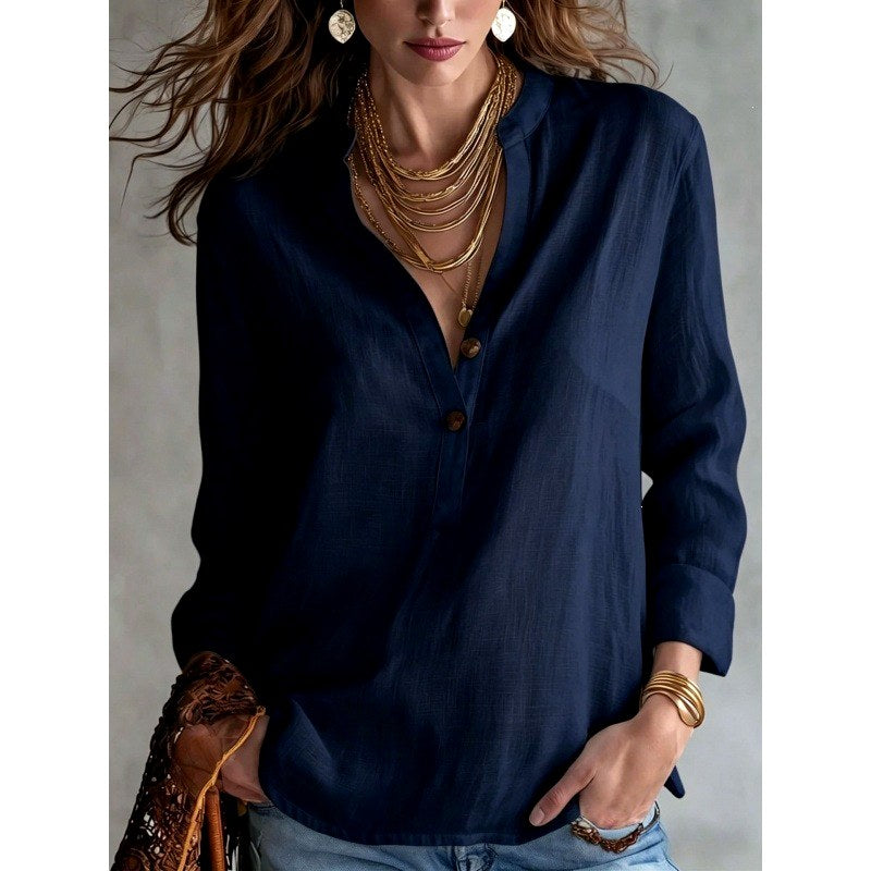 Bailey - Women's Button Henley Long Sleeve Blouse 5
