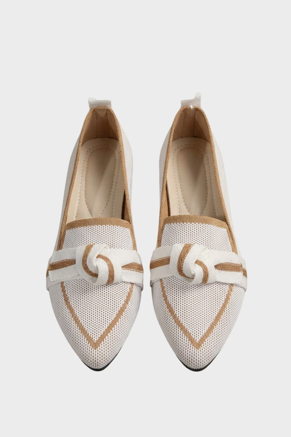 Beatrice - Women's Pointed-Toe Knit Loafers with Bow Detail