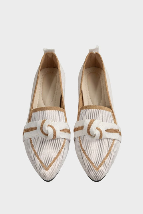Beatrice - Women's Pointed-Toe Knit Loafers with Bow Detail