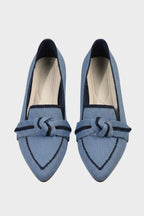 Beatrice - Women's Pointed-Toe Knit Loafers with Bow Detail