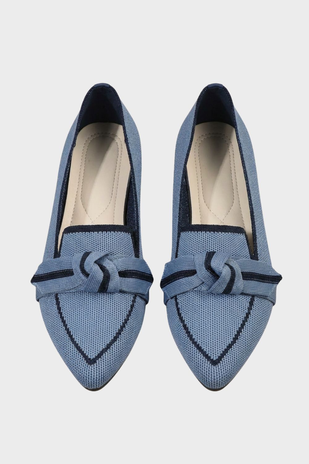 Beatrice - Women's Pointed-Toe Knit Loafers with Bow Detail