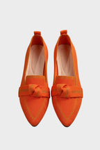 Beatrice - Women's Pointed-Toe Knit Loafers with Bow Detail