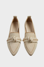 Beatrice - Women's Pointed-Toe Knit Loafers with Bow Detail