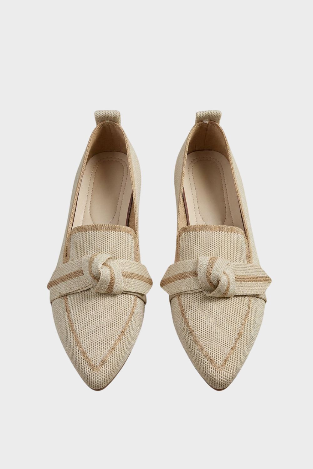 Beatrice - Women's Pointed-Toe Knit Loafers with Bow Detail