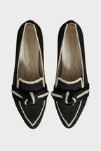 Beatrice - Women's Pointed-Toe Knit Loafers with Bow Detail