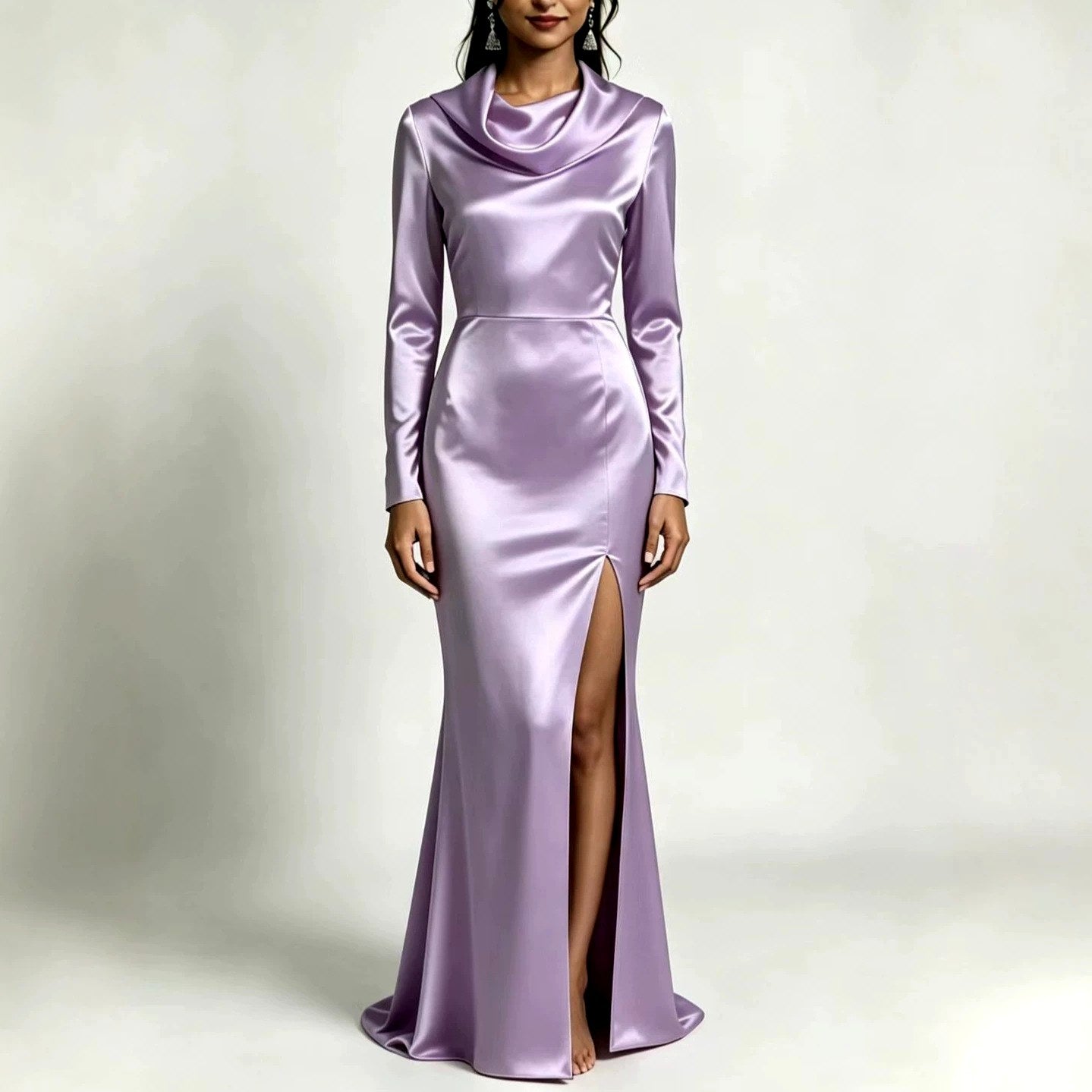 Beatrice - Women's Satin Cowl Neck Maxi Dress 2