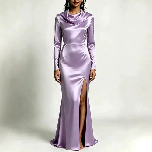 Beatrice - Women's Satin Cowl Neck Maxi Dress 2