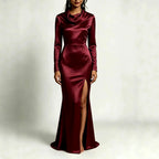 Beatrice - Women's Satin Cowl Neck Maxi Dress 4