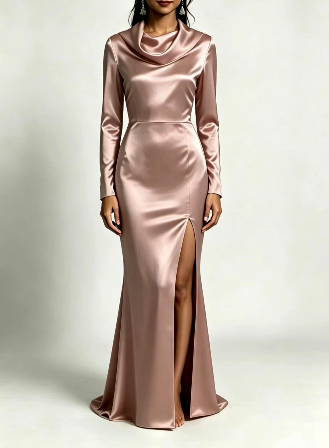 Beatrice - Women's Satin Cowl Neck Maxi Dress 5