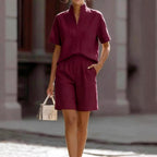 Beatrice - Women's Two-Piece Short Sleeve Top & Shorts Set 3