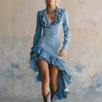 Bess - Women's Ruffle High-Low Mini Dress 1
