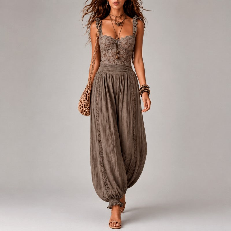 Bethany - Women's Lace Bodice Harem Leg Jumpsuit 1