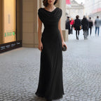 Bettina - Women's Cowl Neck Pleated Formal Maxi Dress 1