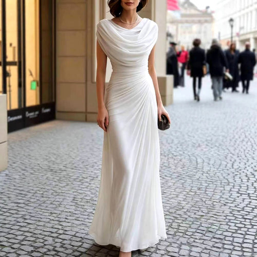 Bettina - Women's Cowl Neck Pleated Formal Maxi Dress 2