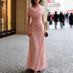 Bettina - Women's Cowl Neck Pleated Formal Maxi Dress 3