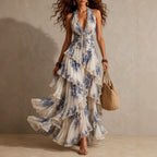 Bettina - Women's Floral Deep V-Neck Tiered Maxi Dress 1