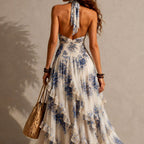 Bettina - Women's Floral Deep V-Neck Tiered Maxi Dress 2