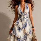 Bettina - Women's Floral Deep V-Neck Tiered Maxi Dress 4