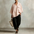 Bettina - Women's Linen Mandarin Collar Oversized Shirt 2