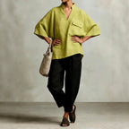 Bettina - Women's Linen Mandarin Collar Oversized Shirt 3