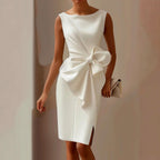 Bianca - Women's Draped Bow Waist Sleeveless Dress 2