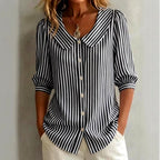 Blaire - Women's Striped Button-Down Blouse with Peter Pan Collar 1
