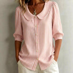 Blaire - Women's Striped Button-Down Blouse with Peter Pan Collar 2