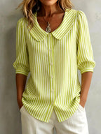 Blaire - Women's Striped Button-Down Blouse with Peter Pan Collar 5