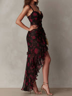 Briella - Women's Floral Sweetheart Ruched Hi-Low Dress
