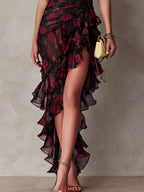 Briella - Women's Floral Sweetheart Ruched Hi-Low Dress