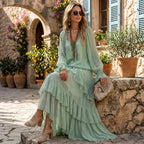 Bronte - Women's V-Neck Tiered Boho Maxi Dress 5