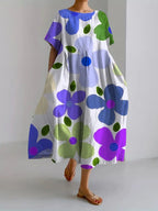 Cali - Women's Floral A-Line Midi Dress with Flutter Sleeves